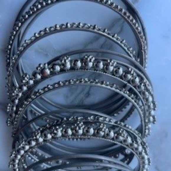 Costume Jewelry Bracelets - Silver Set of 34 bracelets - Picture 2 of 3